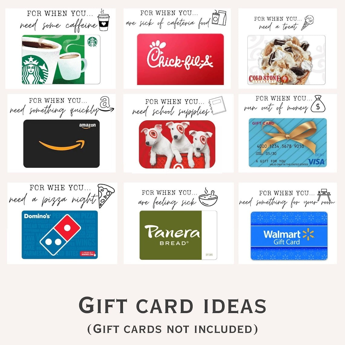 College Gift Card Care Package - BUY 2 FREE SHIPPING