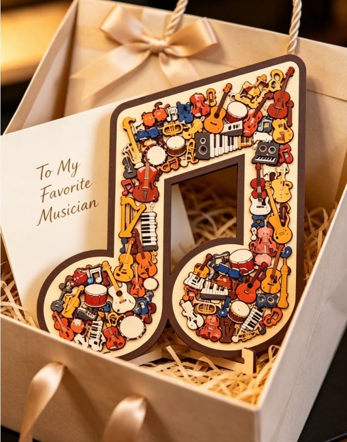 🔥🎶Musical Note Instrument Jigsaw Puzzle Ornament