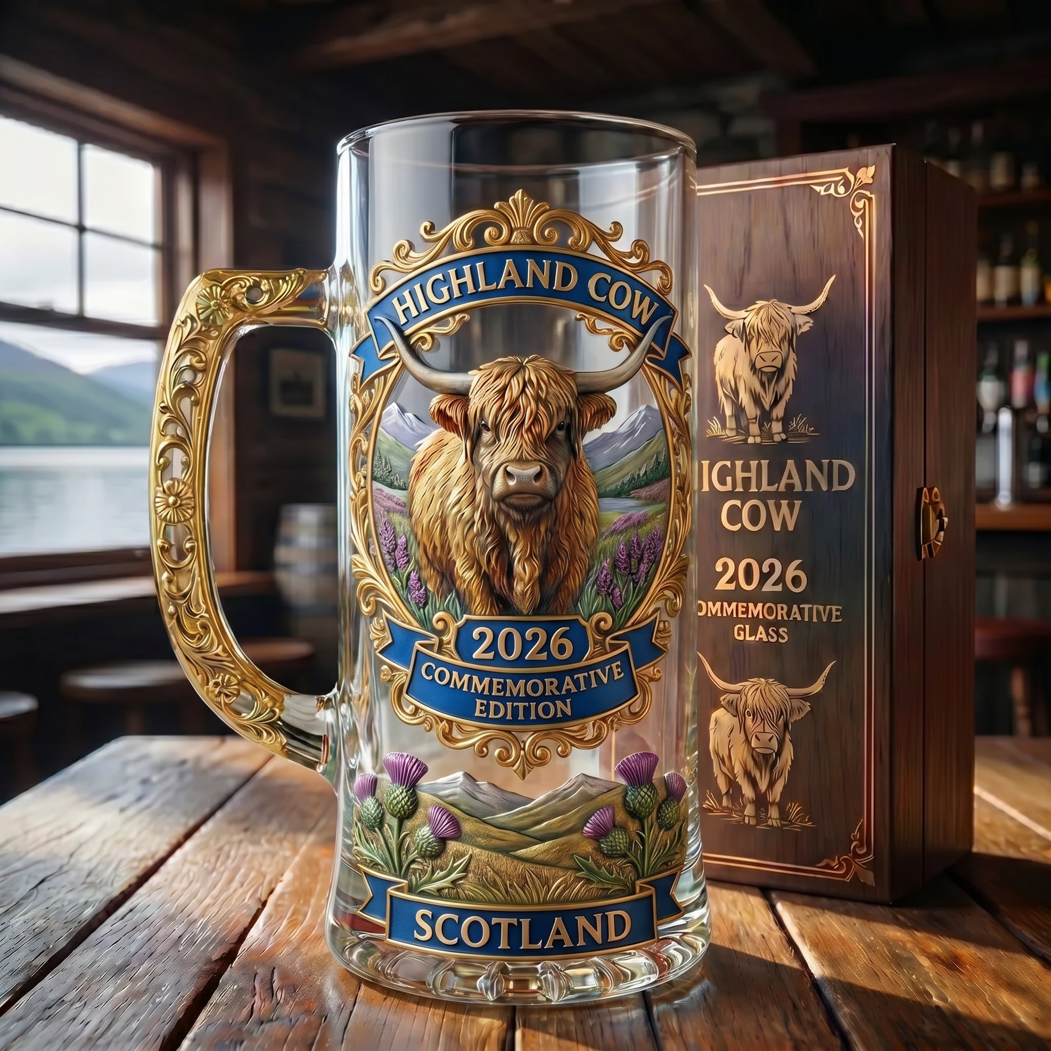 Highland Cow 2026 Commemorative Beer Mug – Scotland Heritage Edition