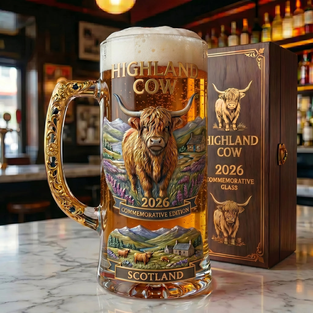 Highland Cow 2026 Commemorative Beer Mug – Scotland Heritage Edition